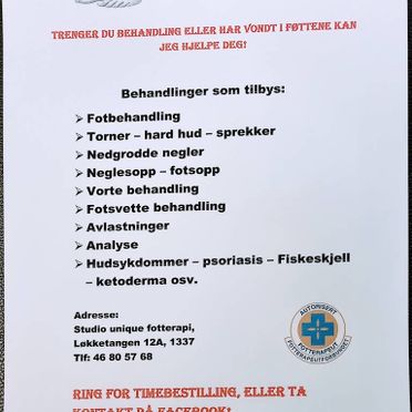 Informasjonsark vedrørende behandlinger