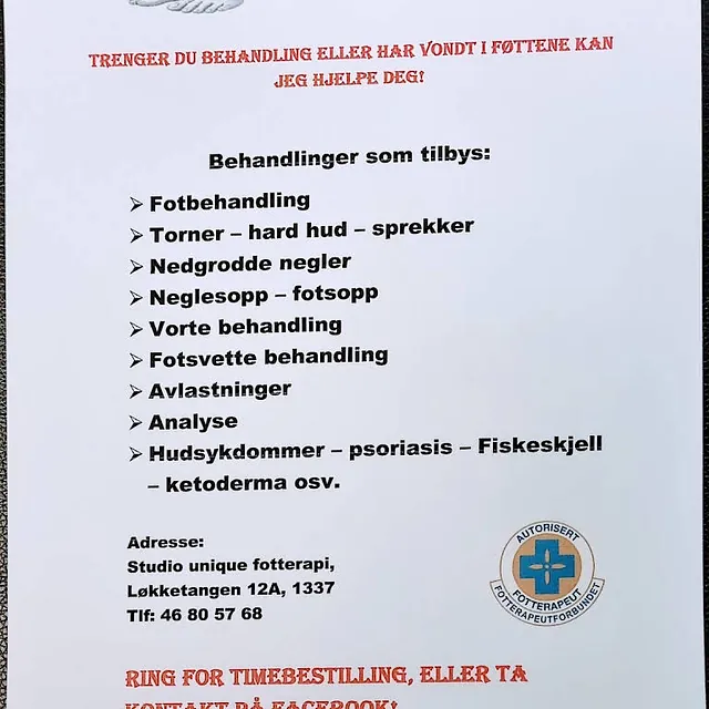 Informasjonsark vedrørende behandlinger